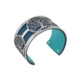 Silver Tree of Life Cuff Bracelet with Blue Duck and Turquoise Faux Leather