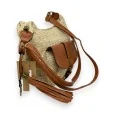 Bolso de hombro de paja beige claro en forma de banana