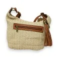 Light beige straw banana-shaped shoulder bag