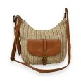 Dark straw banana-shaped shoulder bag