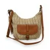 Dark straw banana-shaped shoulder bag