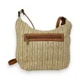 Dark straw banana-shaped shoulder bag