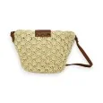 Beige bohemian straw shoulder bag