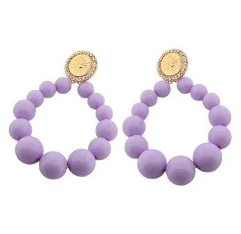 Pendientes de aro con perlas color lavanda