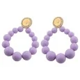 Pendientes de aro con perlas color lavanda