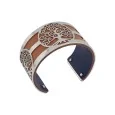 Gold Tree of Life Cuff Bracelet with Camel and Navy Blue Faux Leather