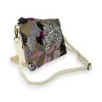 Sac pochette broderie tissu et sequins noire t rose