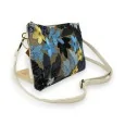 Sac pochette broderies tissu et sequins bleu et jaune