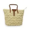 Bolso bohemio de paja beige con asas marrones