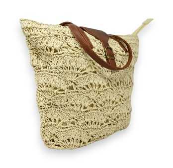 Soft beige bohemian straw handbag