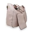 Borsa a Mano Rosa Metallizzata con Pochette Rimovibile