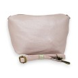 Gran bolso de mano suave con sus accesorios en rosa metálico