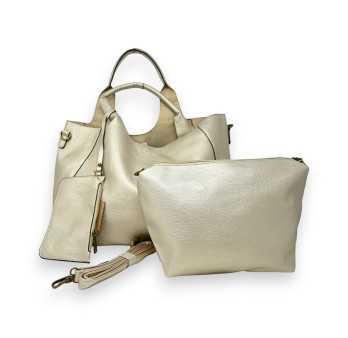 Large soft bag with its metallic gold accessories