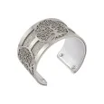 Bracciale manetta albero della vita in argento simil pelle argento glitterato e argento lucido