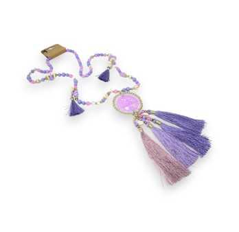 Lilac fantasy long necklace with Tree of Life medallion