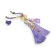 Lilac fantasy sautoir necklace with golden medallion and charms