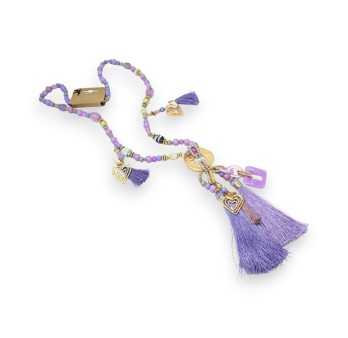 Fantasie Lilas Anhänger Halskette mit vergoldetem Medaillon und Charm-Anhängern