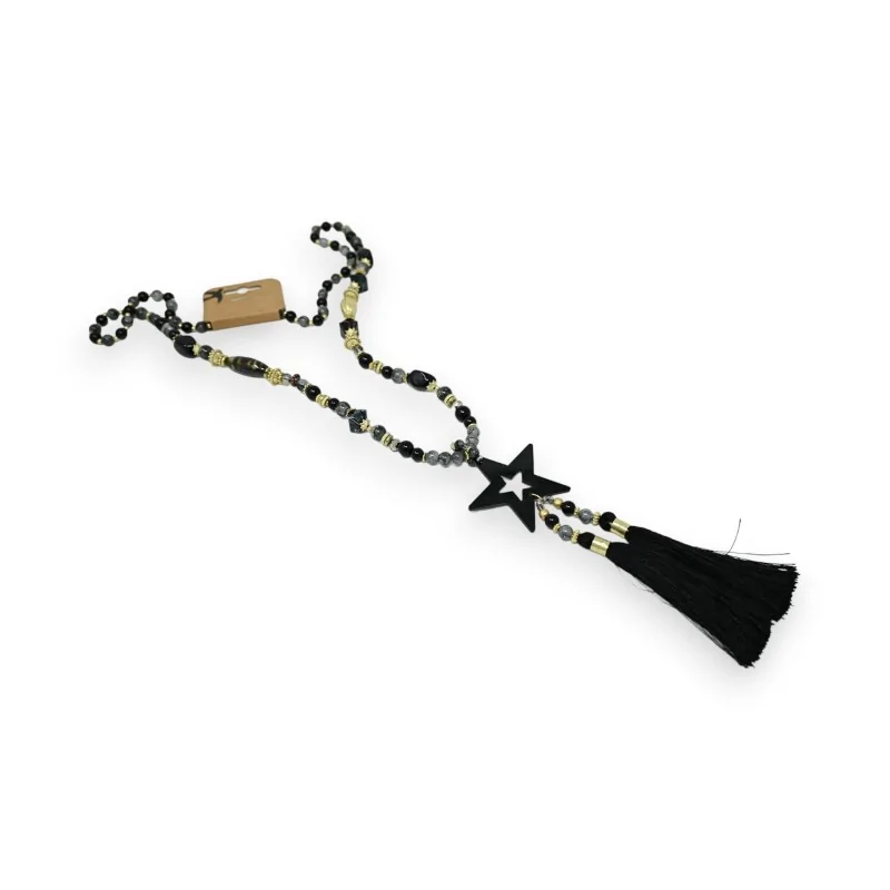 Collier sautoir étoile nuances noires