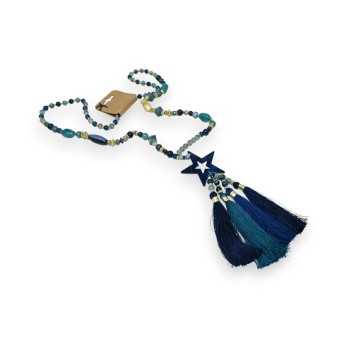 Long necklace in shades of blue star