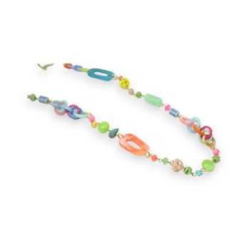 Collar delgado de varias capas multicolor con perlas y formas variadas
