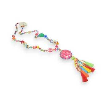 Multicolor tree of life pendant necklace