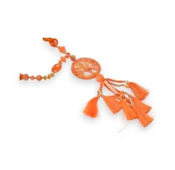 Collar largo naranja medallón árbol de la vida