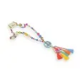 Collana lunga multicolore con medaglione peace and love