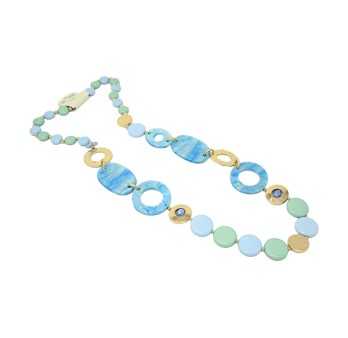 Vintage long necklace in shades of blue