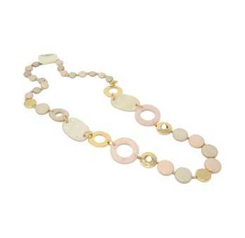 Vintage long necklace round shades of beige