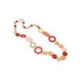 Collier sautoir vintage ronds nuances rouge orange