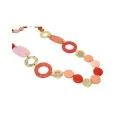 Collier sautoir vintage ronds nuances rouge orange