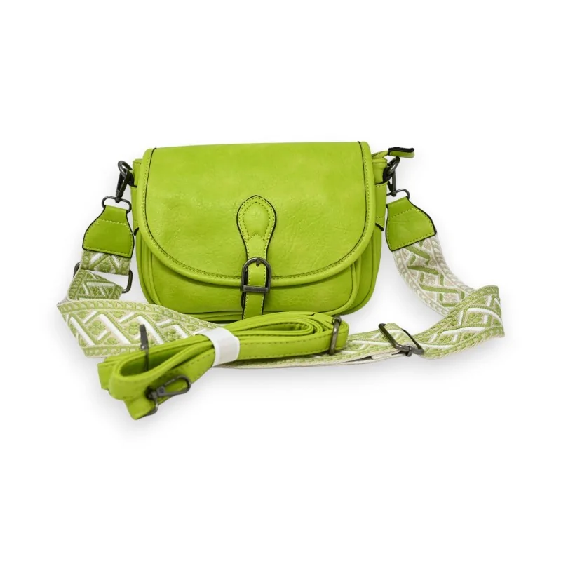 Sac bandoulière forme arrondi vert anis