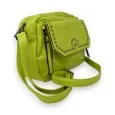 Borsa a tracolla quadrata con borchie in metallo verde anice