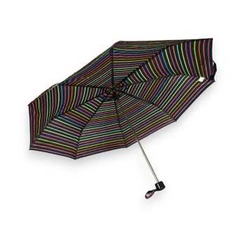 Manual folding umbrella with multicolored fine line patterns