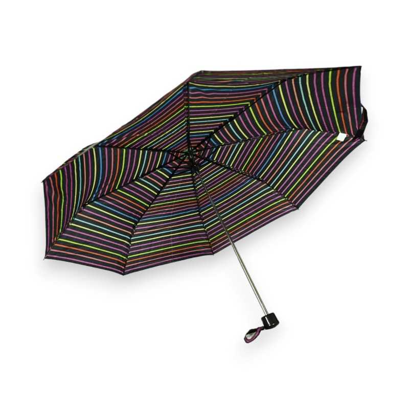 Manueller Faltregenschirm mit mehrfarbigen Feinlinien-Mustern