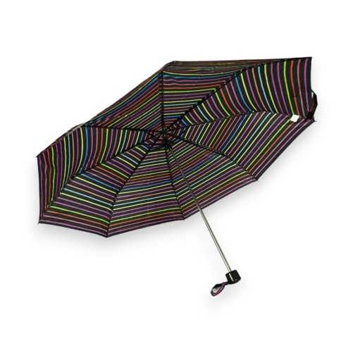 Parapluie pliant manuel motifs lignes fines multicolores