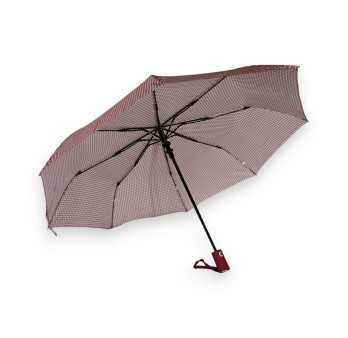 Automatischer faltbarer Regenschirm im Bordeaux-Vichy-Muster