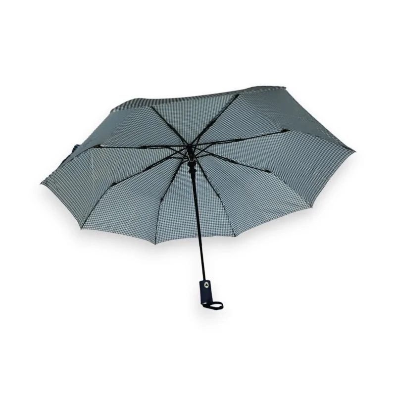 Automatic folding umbrella in navy blue gingham