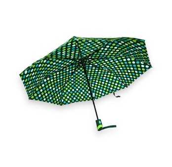 Ombrello pieghevole semi automatico a pois in tonalità di verde