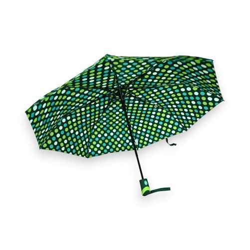Semi-automatic folding umbrella with green shades polka dots