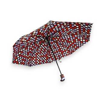 Parapluie pliant semi automatique pois rouge et parme