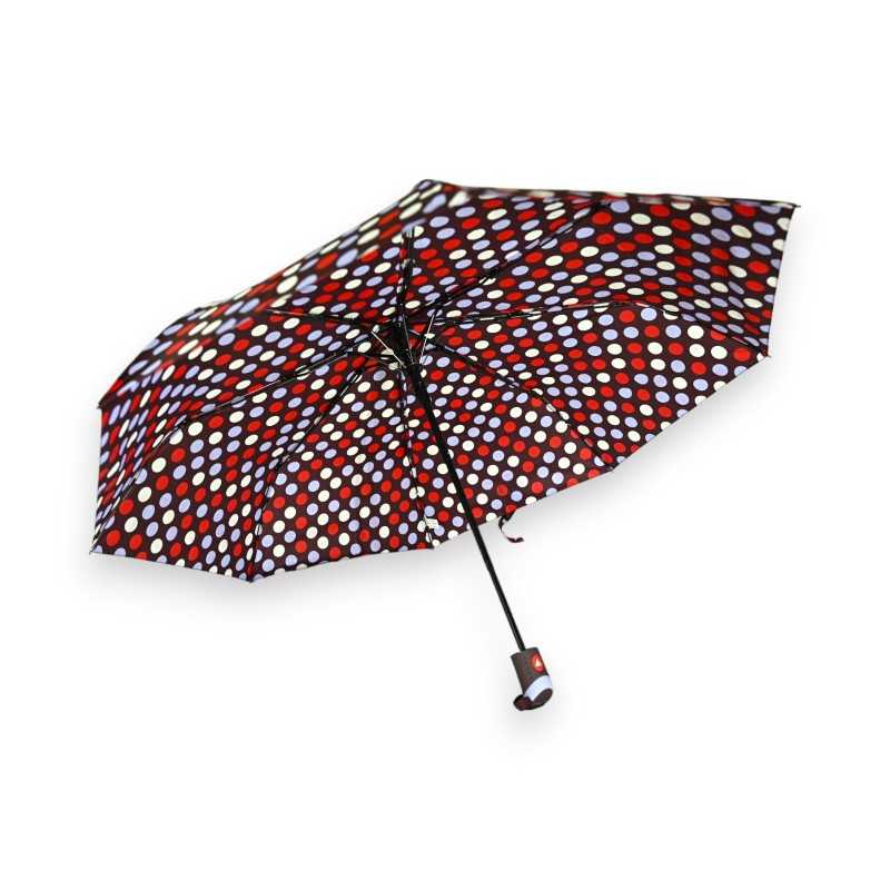 Parapluie pliant semi automatique pois rouge et parme