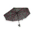 Halbautomatischer zusammenklappbarer Regenschirm mit fuchsienfarbenen Punkten