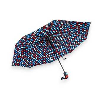 Halbautomatischer faltbarer Regenschirm in Rot und Blau