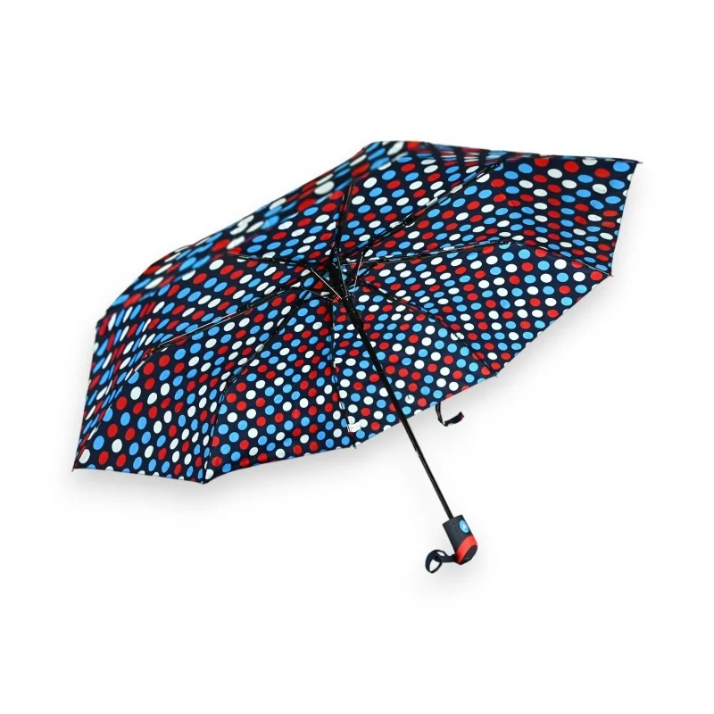 Red and blue semi-automatic folding umbrella