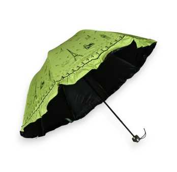 Parapluie pliant manuel romantique volants tour Eiffel vert anis