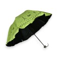 Romantic manual folding umbrella with Eiffel Tower and anise green frills