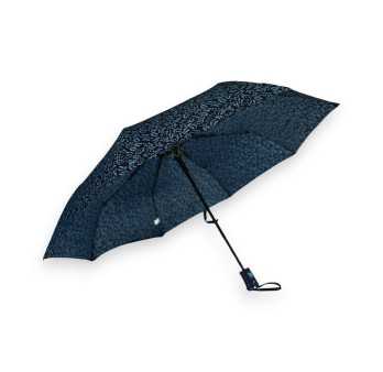 Parapluie pliant semi automatique imprimé feuilles bleues