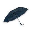 Halbautomatischer faltbarer Regenschirm mit blauen Blätterdruck
