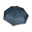 Semi-automatic folding umbrella with blue leaves print
